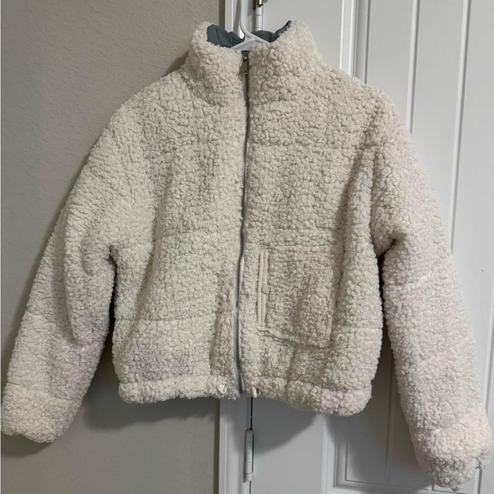 Cream Cozy Puffer Jacket with Plush Texture